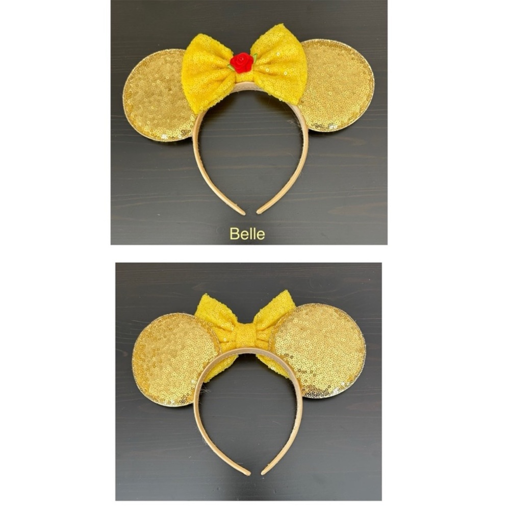 Disney Princess Belle Gold Sequin Mouse Ears Headband never worn